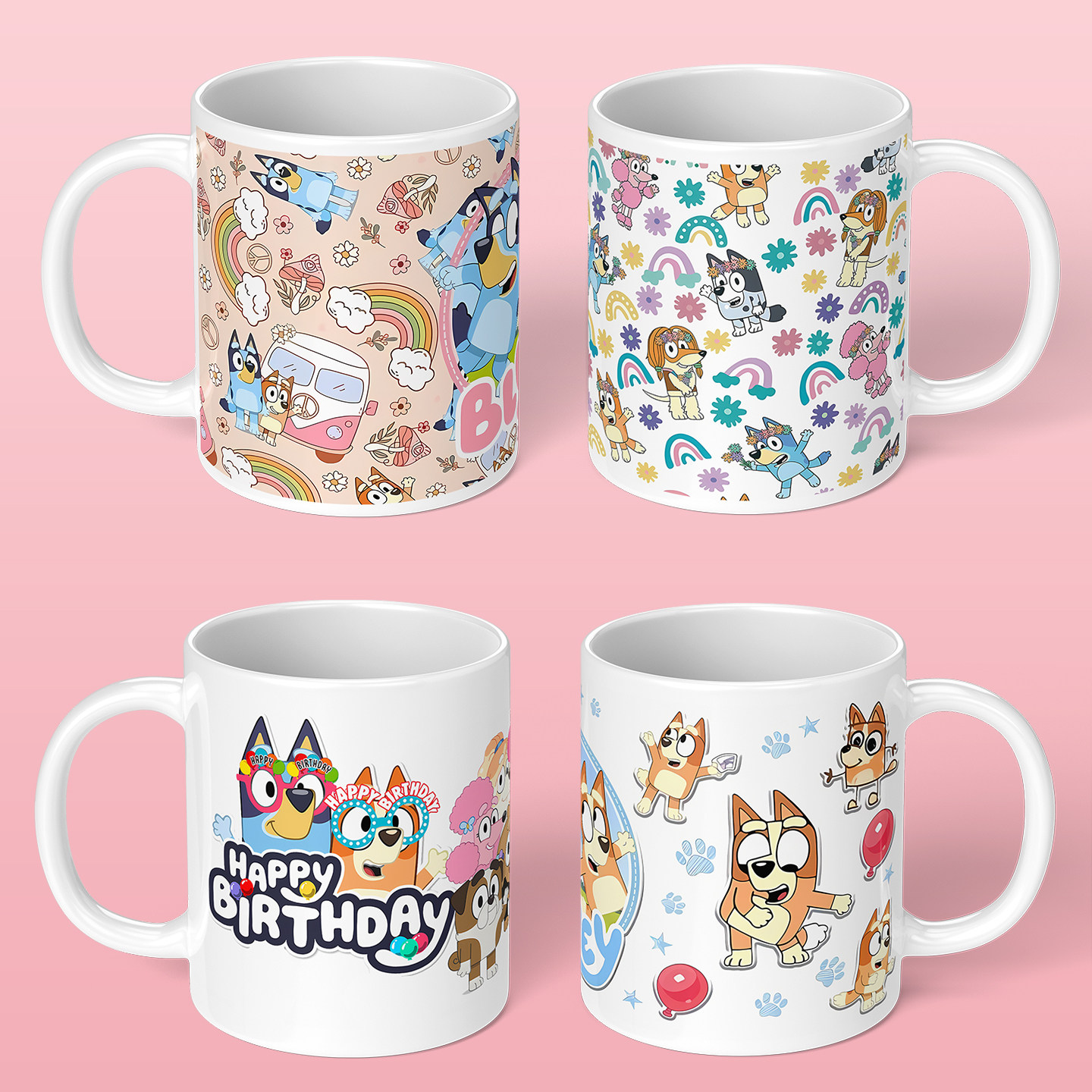 布鲁伊Bluey水杯儿童喝水杯子陶瓷马克杯家用可爱卡通礼物杯