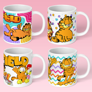 加菲猫周边马克杯儿童水杯家用陶瓷杯子欧迪尼莫牛奶杯礼物杯
