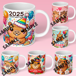 卡皮巴拉陶瓷杯子小水豚2025年可爱礼物水杯Capibara周边马克杯