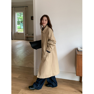 SIXI四喜家 北海道函馆*经典廓形翻领风衣外套女秋季中长款大衣