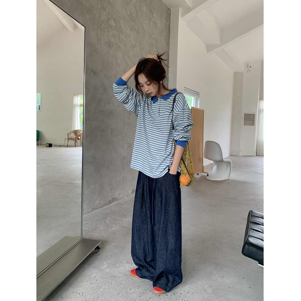 SIXI四喜家 漫行布尔顿*复古原色垂感牛仔裤女秋季休闲百搭阔腿裤,女装/女士精品,牛仔裤,淘宝优惠券,粉丝福利购,淘宝优惠卷