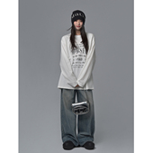 宽松显瘦打底衫 SIXI四喜家 T恤女春季 life字母印花长袖 上衣 Lazy