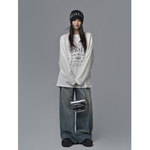 Lazylife字母印花长袖T恤