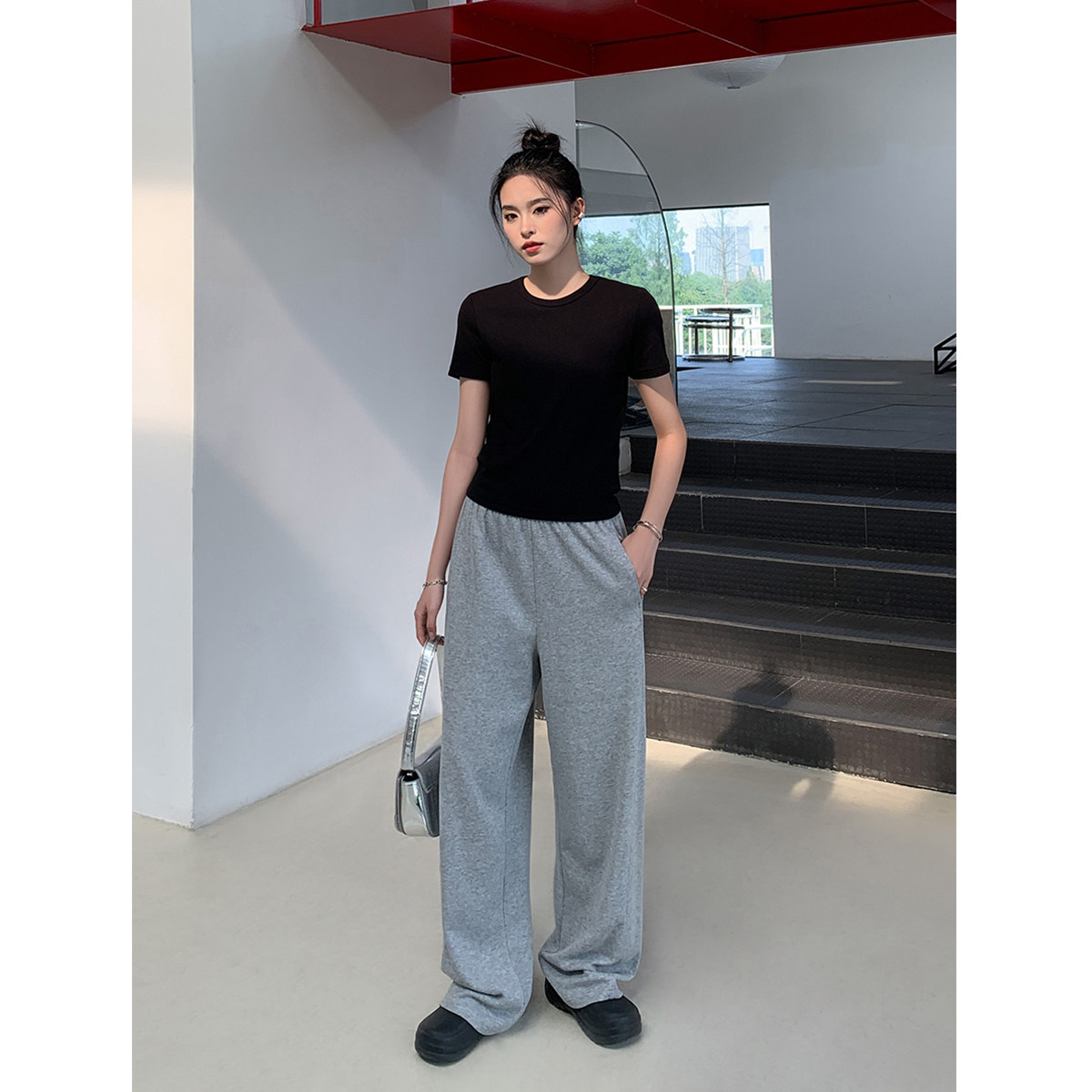 SIXI四喜家春夏 经典版型舒适透气直筒休闲裤女阔腿运动长裤卫裤,女装/女士精品,休闲裤,淘宝优惠券,粉丝福利购,淘宝优惠卷