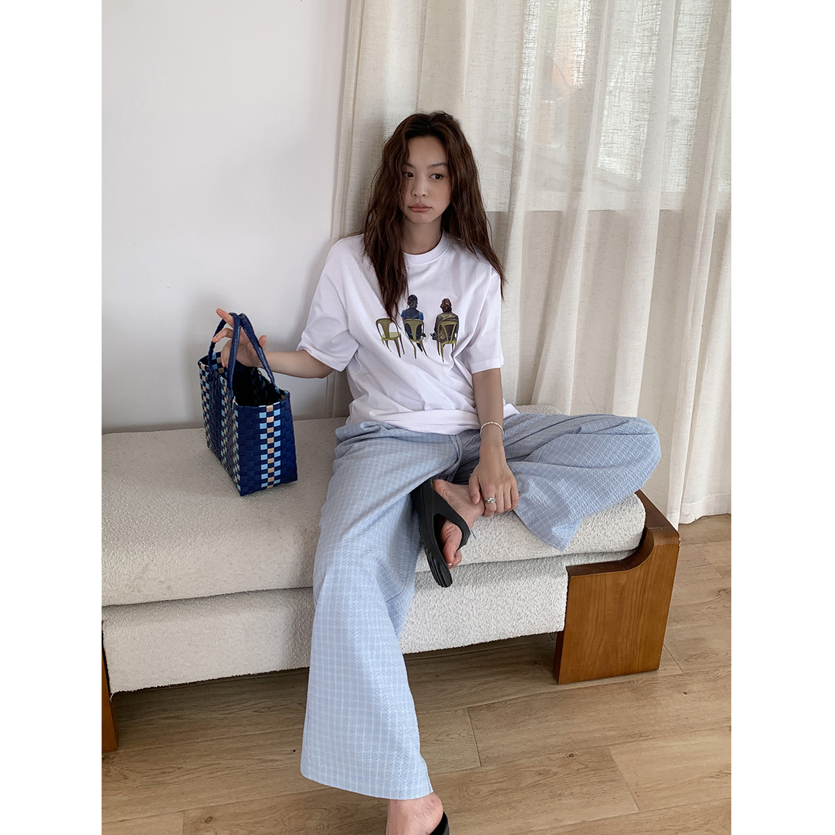 四喜家中古美学印花短袖T恤