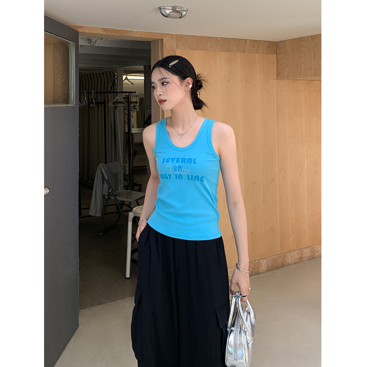 SIXI四喜家蓝色字母背心