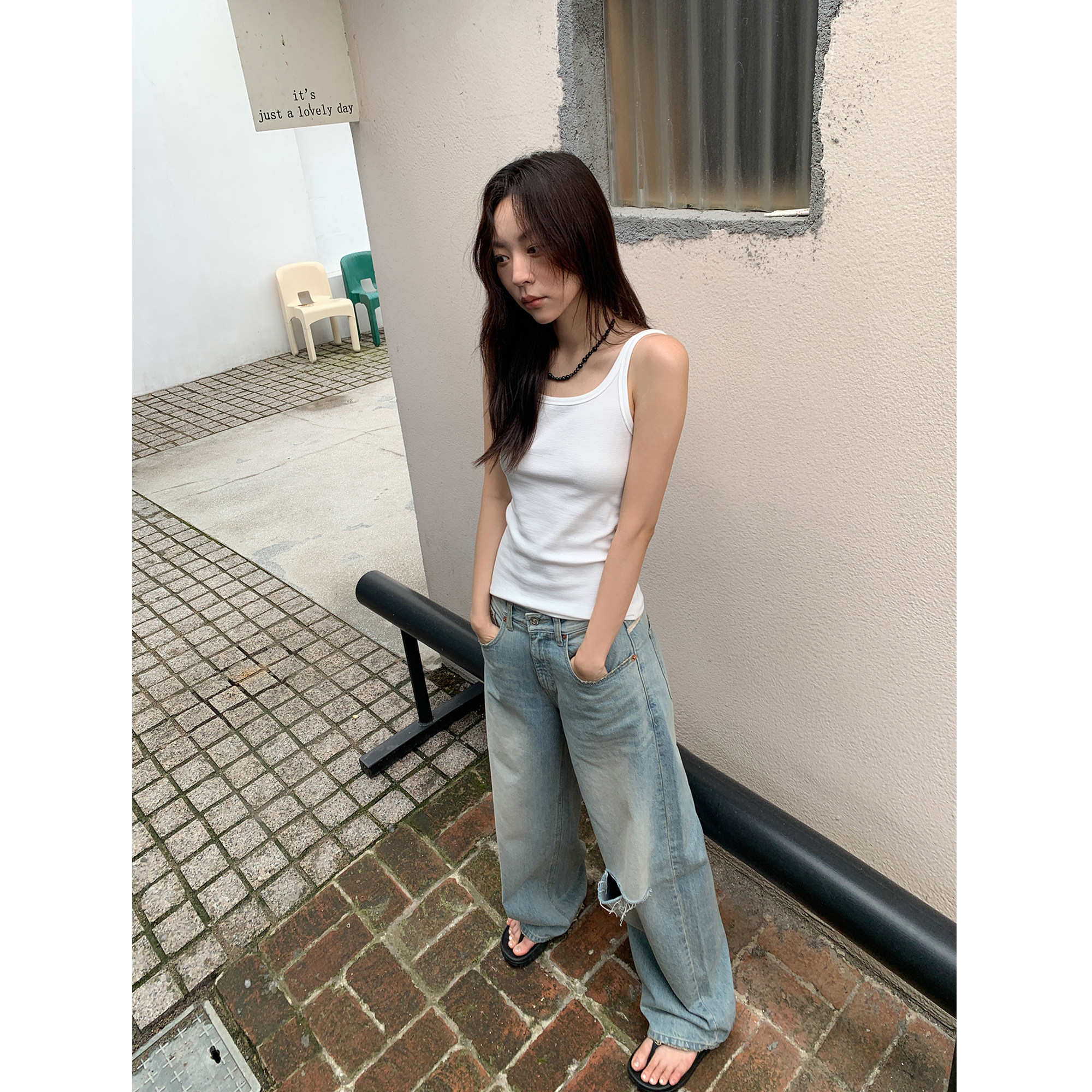 SIXI四喜家 贴肤日记 基础百搭纯色U领吊带背心女显瘦遮副乳上衣