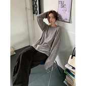 内搭上衣 圆领毛衣女秋冬松软慵懒风针织衫 SIXI四喜家 冷雾都柏林