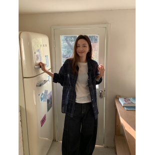 衬衫 设计感小众格纹长袖 女春夏休闲防晒上衣 佩里月光 SIXI四喜家