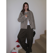 保暖上衣 简约圆领皮毛一体外套女秋冬短款 SIXI四喜家 赫尔契约