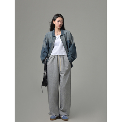 SIXI四喜家麻灰休闲卫裤