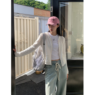 外套 SIXI四喜家春夏 短款 轻薄透气连帽针织开衫 女显瘦防晒罩衫