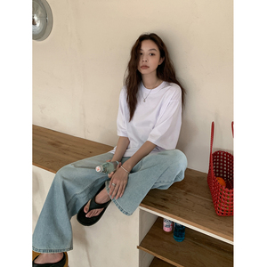 SIXI四喜家 冰氧夏日 黑白极简短袖T恤女宽松/合身显瘦冰氧吧上衣