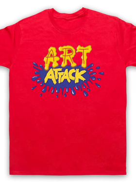 100%纯棉t恤艺术家抖音尼尔叔叔红色短袖ART ATTACK英国电视节目