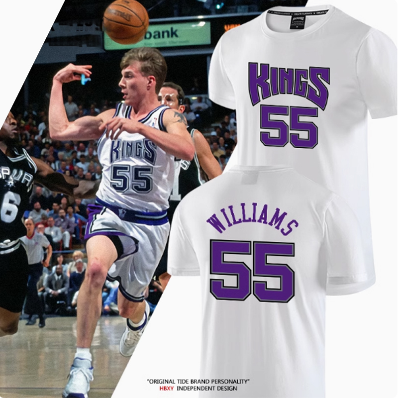 国王队白巧克力威廉姆斯55号男球衣T恤佩贾16号短袖宽松休闲LN