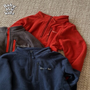 BabyaLu男女童半拉链套头衫抓绒内胆运动保暖中间层卫衣上衣亲子