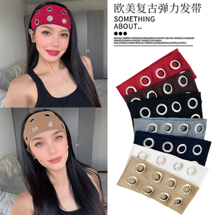 欧美小众设计朋克风黑色镂空金属发带头饰发饰百搭气质辣妹轻亚风