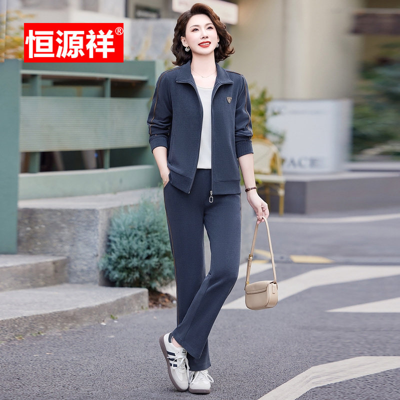 恒源祥中年妈妈装春秋运动套装中老年女装洋气减龄时尚休闲两件套