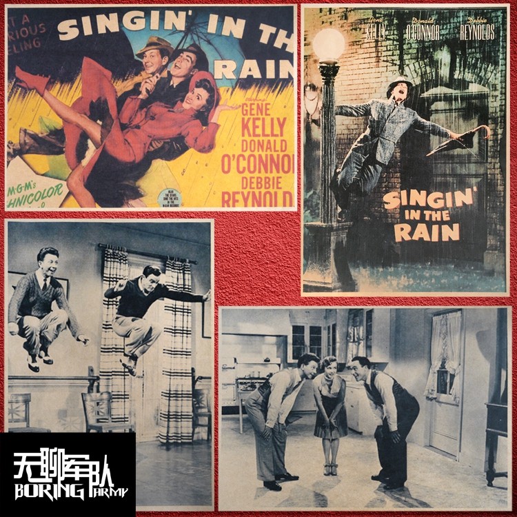 雨中曲 singin in the rain 歌舞电影海报牛皮纸装饰画