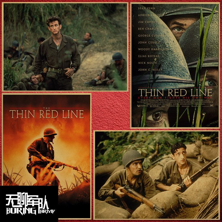 细细的红线 the thin red line 牛皮纸电影海报装饰画相框