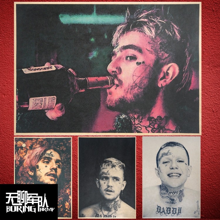 lil peep 嘻哈说唱trap牛皮纸海报酒吧宿舍装饰画