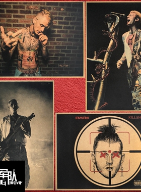 MGK machine gun kelly 枪爷说唱牛皮纸海报酒吧宿舍装饰画相框墙
