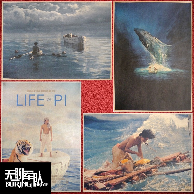 少年派的奇幻漂流 李安电影牛皮纸海报 酒吧咖啡厅装饰画