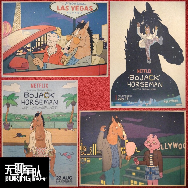 马男波杰克 bojack horseman 动漫牛皮纸海报酒吧咖啡厅装饰画