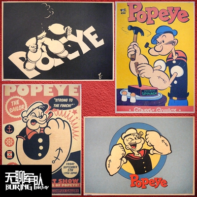 酒吧咖啡厅复古动画片牛皮纸海报