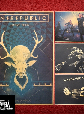 OneRepublic 共和时代乐队流行摇滚牛皮纸海报酒吧咖啡厅装饰画