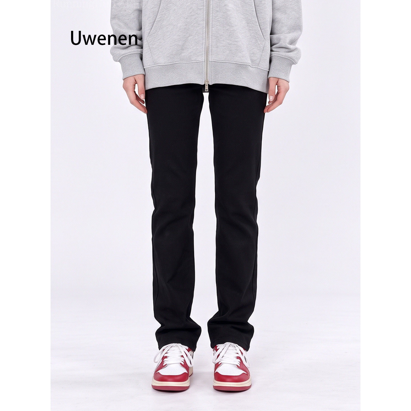 Uwenen  黑色牛仔裤女2026秋冬新款高腰直通修身显瘦弹力拖地裤子