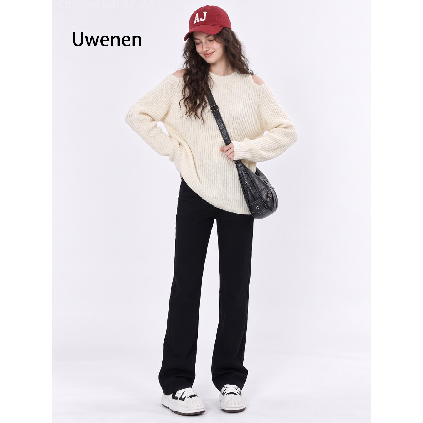 Uwenen  黑色牛仔裤女秋冬新款修身显瘦高腰直通薯条拖地裤子美式