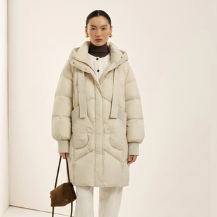 连帽羽绒服女 25冬90鸭绒高克重加厚保暖插肩袖 N1999 商场同步