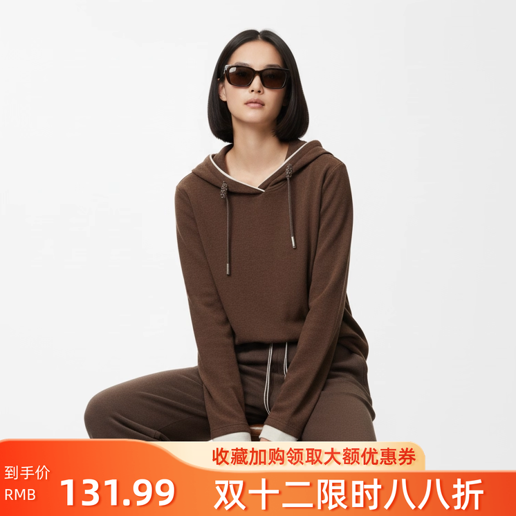 绵羊毛+桑蚕丝德绒针织上衣女