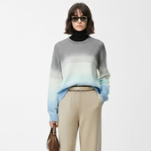 N799 女 羊驼毛减龄圆领渐变毛衣针织衫 商场同步 25年冬绵羊毛