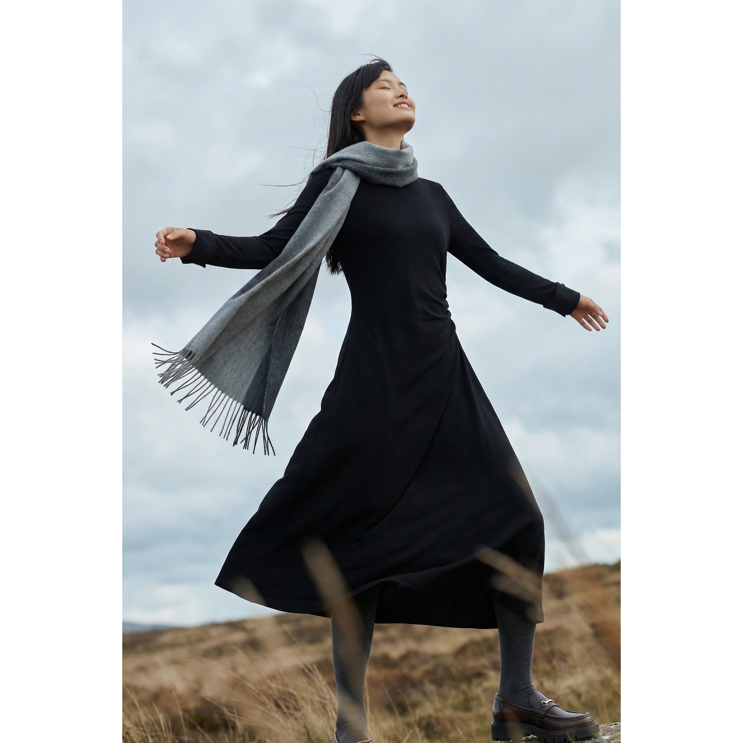 国风提花盘扣抽褶收腰连衣裙女