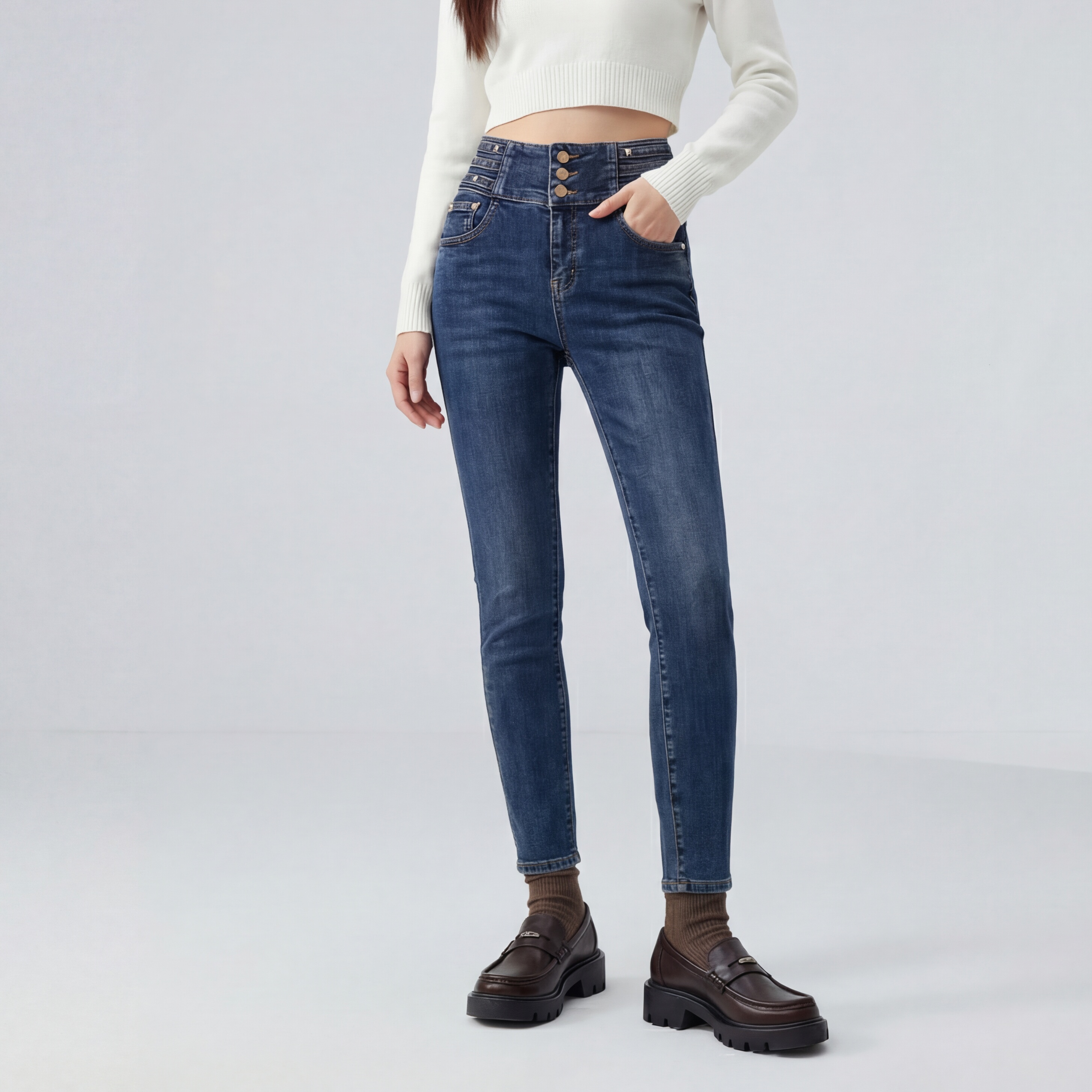 N669~【商场同步】25冬季百搭时尚保暖紧身显瘦毛边小脚牛仔裤女,女装/女士精品,牛仔裤,淘宝优惠券,粉丝福利购,淘宝优惠卷