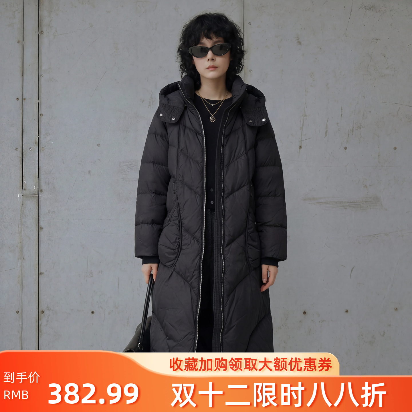 N1799~【商场同步】25冬90鸭绒高克重可拆卸帽子修身长款羽绒服女