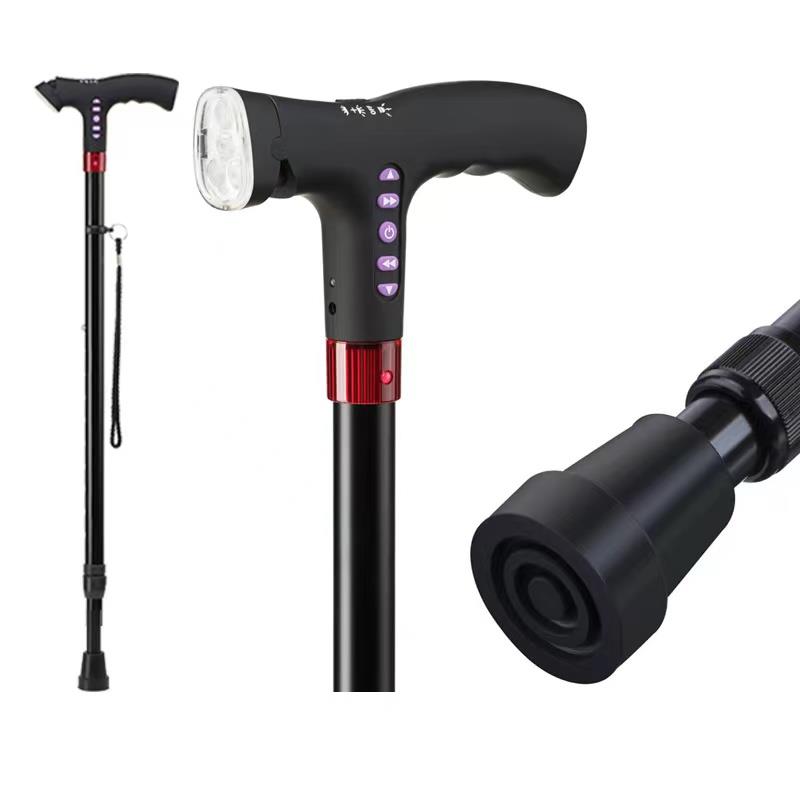 晨曦 户外多功能智能拐杖带收音机MP3报警照明组合工具