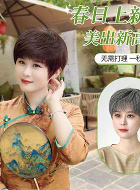 假发推荐女款全头套中老年妈妈短发自然洋气减龄气质纹理烫