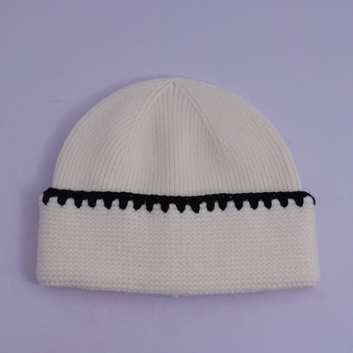 冬季保暖冷帽贝壳纹撞色镶边马海毛高级轻奢套头帽子大头围显脸小