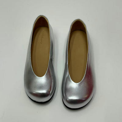 ESKEIN法式全羊皮方头时尚奶奶鞋