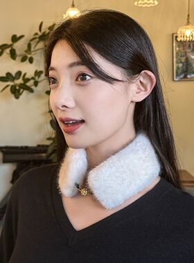 加厚仿水貂毛皮草小围巾秋冬新款