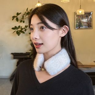 加厚仿水貂毛皮草小围巾秋冬新款保暖气质装饰貂皮围脖女吸扣毛领