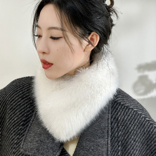 百搭双面狐狸毛围脖保暖磁扣女