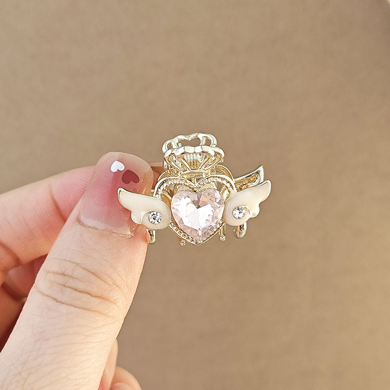 天使之翼发夹可爱魔法棒小发抓爱心翅膀边夹合金公主夹抓夹女发饰