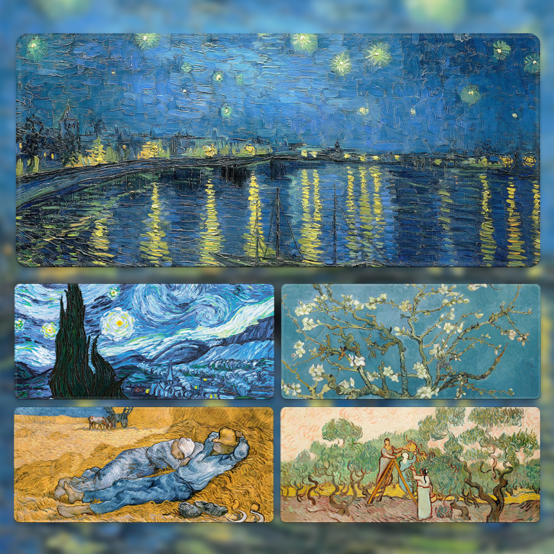 梵高油画鼠标垫超大号女生电脑