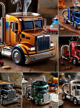 跨境 Semi Truck Coffee Mugs 卡车咖啡杯创意树脂汽车马克杯