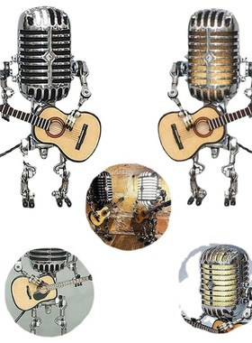 新款独立站亚马逊爆款复古老式麦克风台灯机械工业家居摆件道具