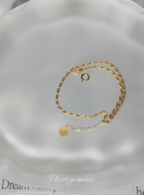 日本中古珠宝18k黄金麻花链手链可以调节长度15.5-17.5cm包邮